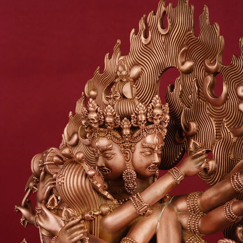 Heruka Chakrasamwara, with Yogini red bronze statue 27cm height Tibetan tantric offering ornaments buddha statue