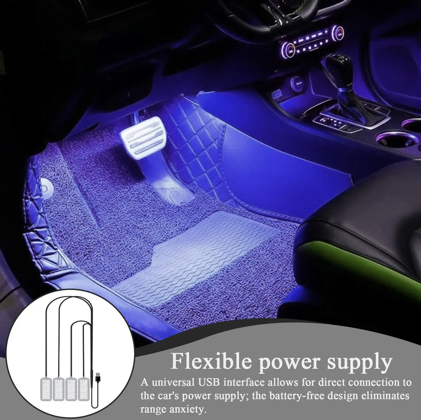 

Car Ambient Light Music Rhythm Bright Lamp With USB Port Interior Ambient Lighting For Truck SUV Tractor Trailer