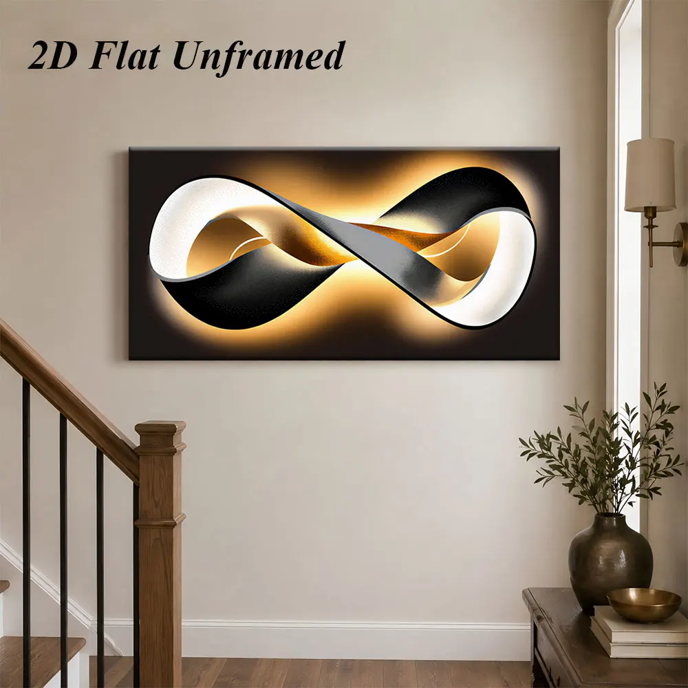 (1PC Unframe)1 modern abstract infinite symbol frameless decorative painting living room bedroom study art painting metal textur