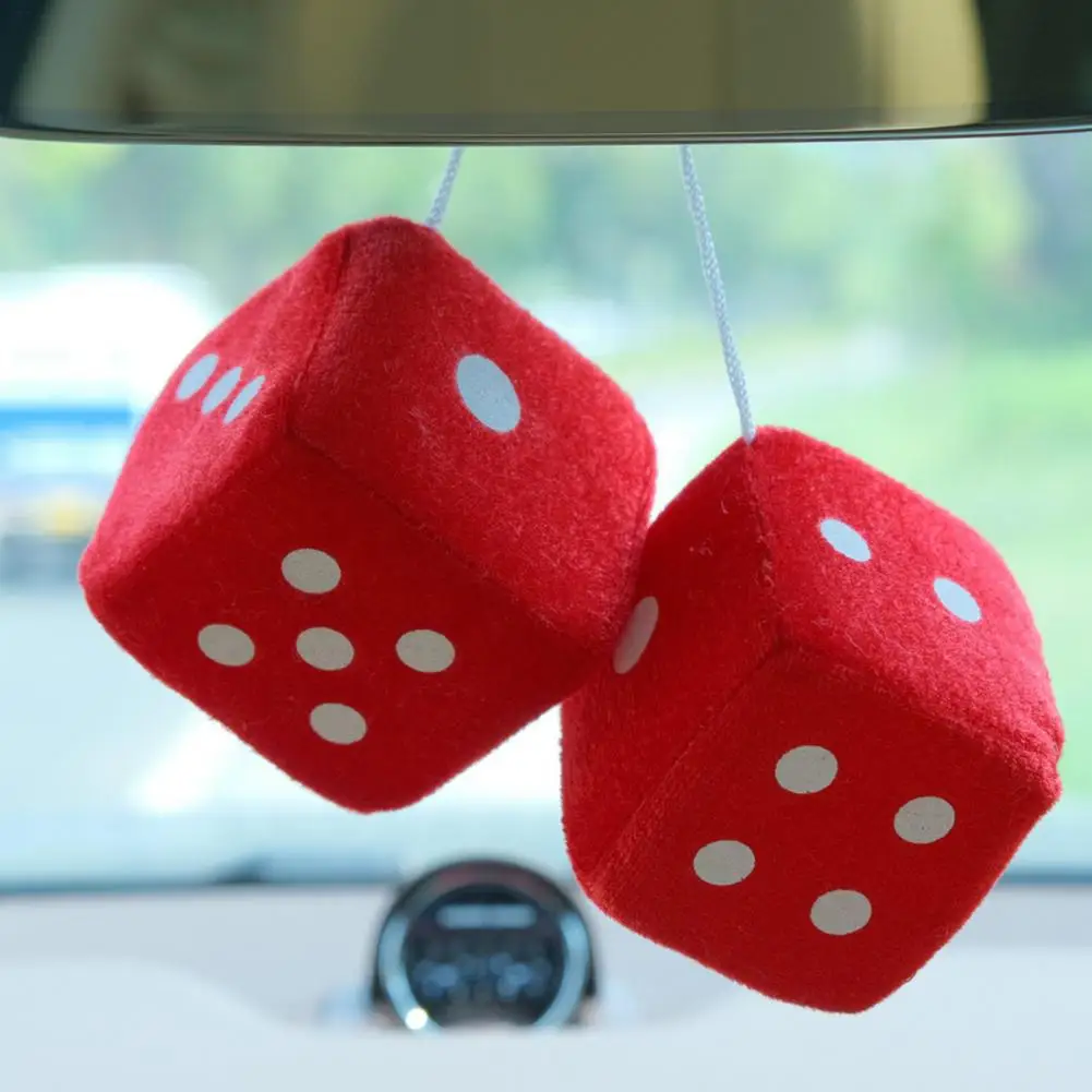 Dice Pendant for Car Colorful Dice Rearview Mirror Accessory Plush Dice Pendant Car Hanging Ornament Set for Rearview Mirror