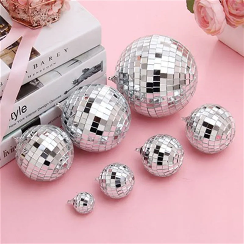 6Pcs 3cm Mirror Ball Disco Ball Stage Light Reflective Rotating Bright Silver Glass Ball Wedding Party Christmas Home KTV Decor