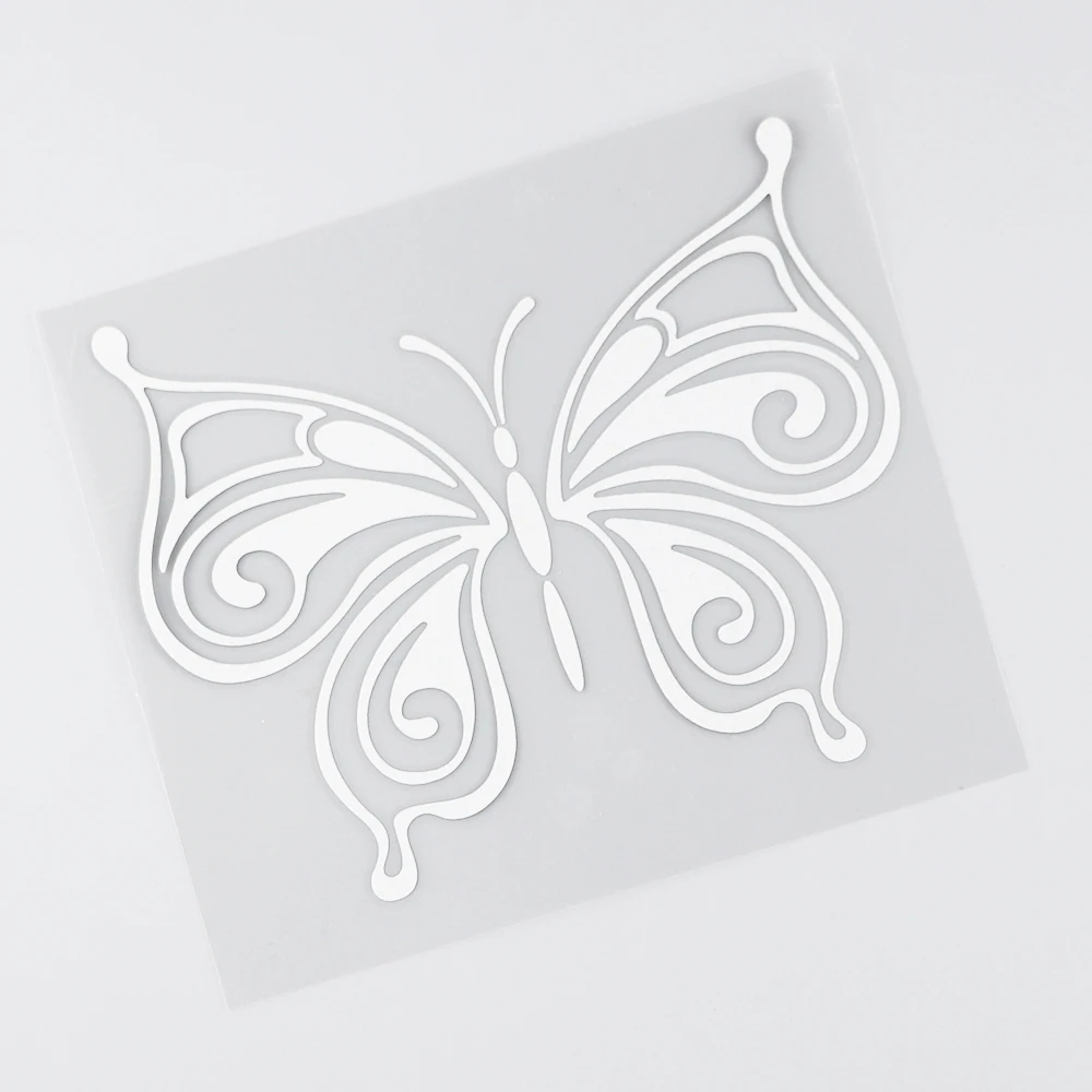 YJZT 14.3CM×11.8CM Personality Butterfly Decal Vinyl Car Sticker Black/Silver Bumper 10C-0010