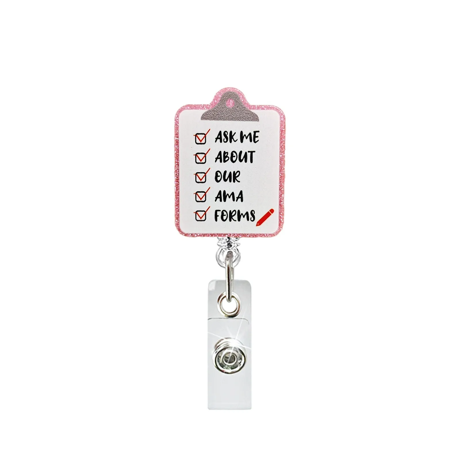 ABS Acrylic Nurse Chest Badge Reel Clip Gift Scalable ID Clip Doctor Work ID Card Identification Holder Keychain Gifts Accessori