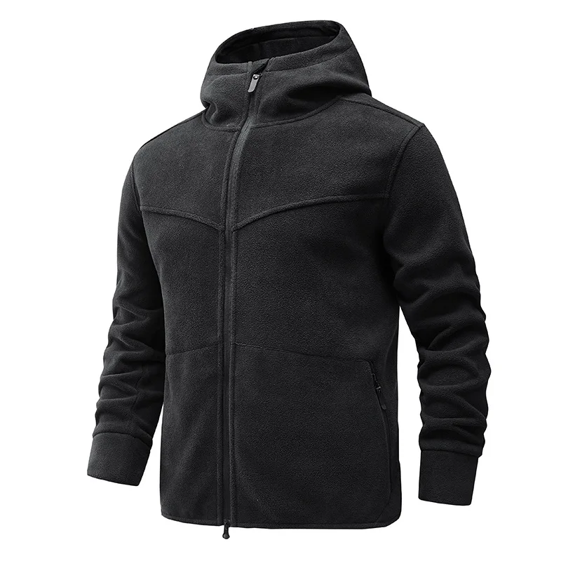 New Men\'s Fleece Coat Windproof Cold Resistant Fleece Sports Winter Hooded Warm Comfort Thick Coat Men High Quality Clothing