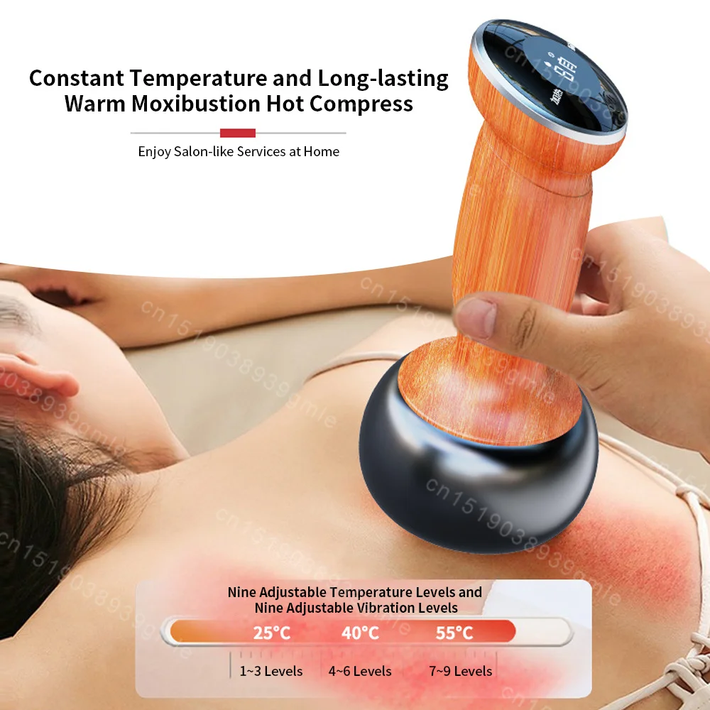 Electric Bian Stone Guasha Massager Wireless Hot Compress Body Physiotherapy Tool Back Face Massage Warm Moxibustion Guasha Tool