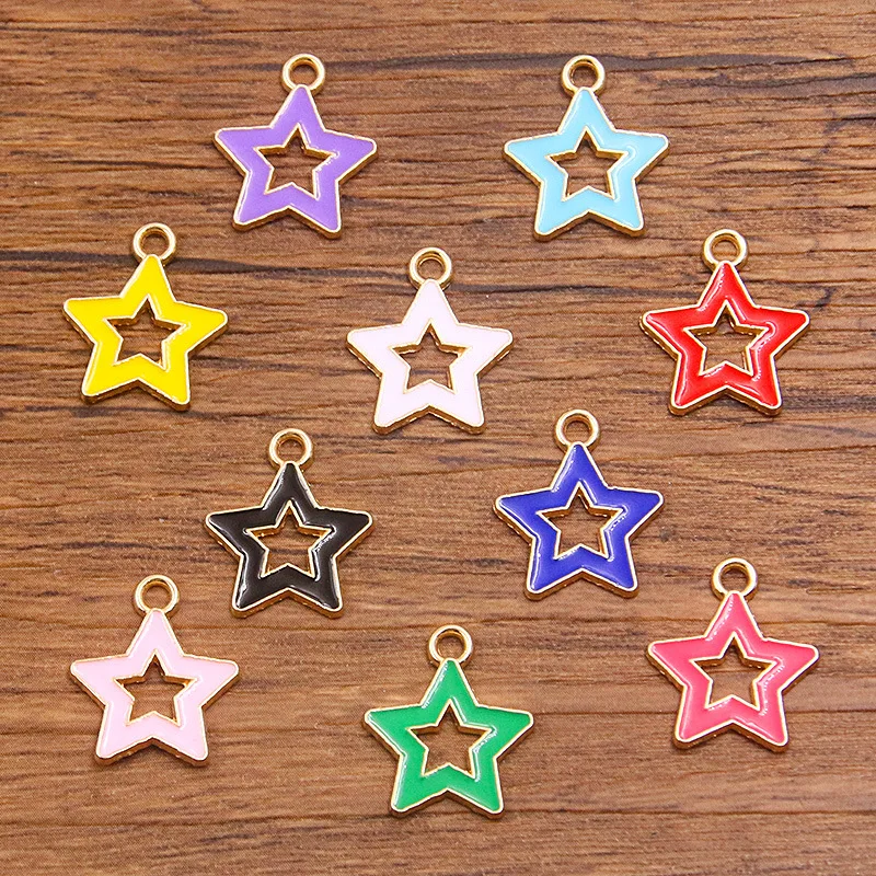 20 Stück/Lot Metall-Emaille-Anhänger mit kleinen niedlichen Sternen für DIY-Armbänder, Halsketten, Ohrringe, Schmuckherstellung, Materialien und Zubehör – Detail 3