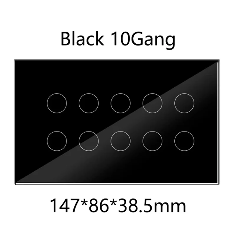 Stylowy 10-kanałowy inteligentny włącznik ścienny Tuya WiFi z dotykowym panelem szklanym, kompatybilny z aplikacjami Alexa i Google Home, do sterowania całą domem.