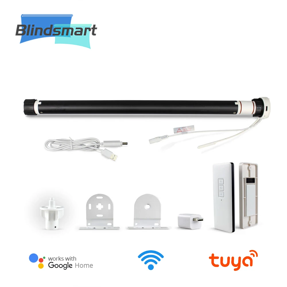 Blindsmart Tuya สมาร์ท WiFi Roller Shade มอเตอร์แบตเตอรี่ในตัวสำหรับ38Mm Smart Life Alexa Google Voice ควบคุม