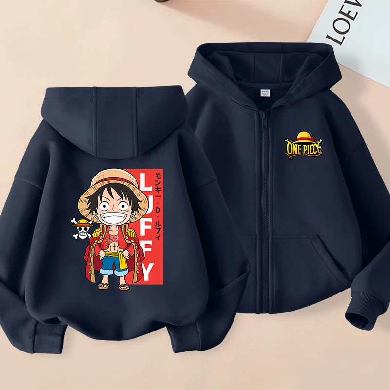 

Spring Autumn One Pieces Luffy Zoro Coat Kids Cartoon Print Hoodie Longsleeved Hooded Sweatshirt Casual Top for Boys Girls Gift