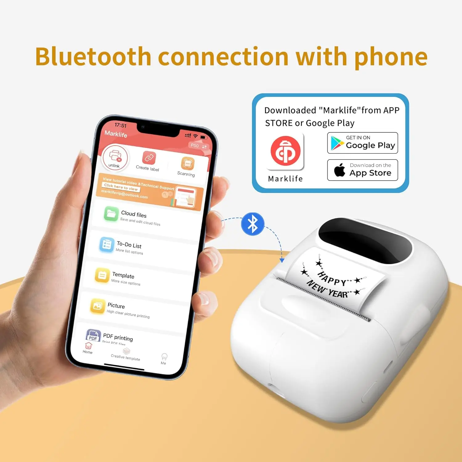 Marklife P50 Drahtlose Label Drucker Tragbare Aufkleber Drucker Mini Tintenlosen Bluetooth-kompatibel Label Maschine für IOS Android