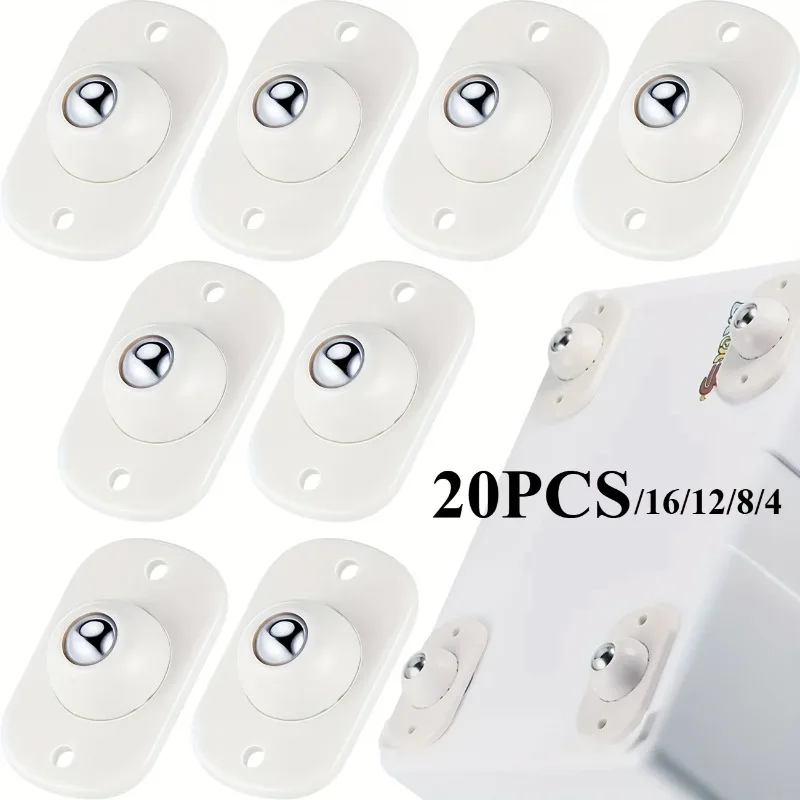 4-20PCS  Mini Self Adhesive Swivel Casters No Drill 360 Degree Rotation Stainless Steel Wheels for Furniture Drawer Box