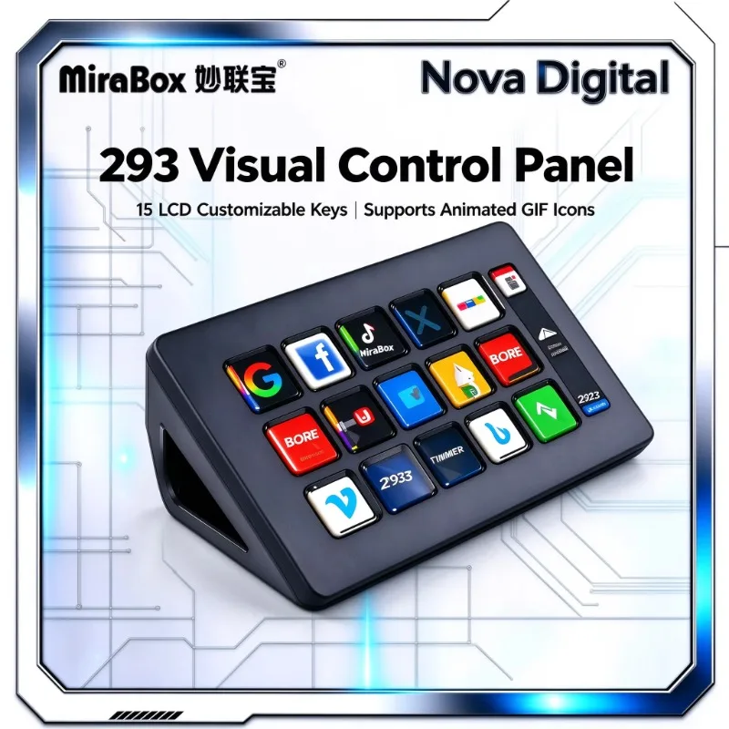 MiraBox 293s 293V3 15 Keys Stream Deck Macro Keyboard Custom Programmable Shortcut Keypad For Live Streaming PC Office Work