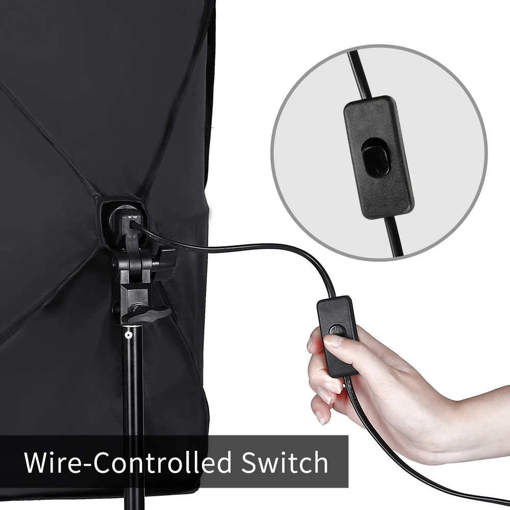 Sh-Professionele Fotografie Softbox Met E27 Socket Light, Softbox Verlichtingsset, Fotostudio Portretten En Video-Opnamen
