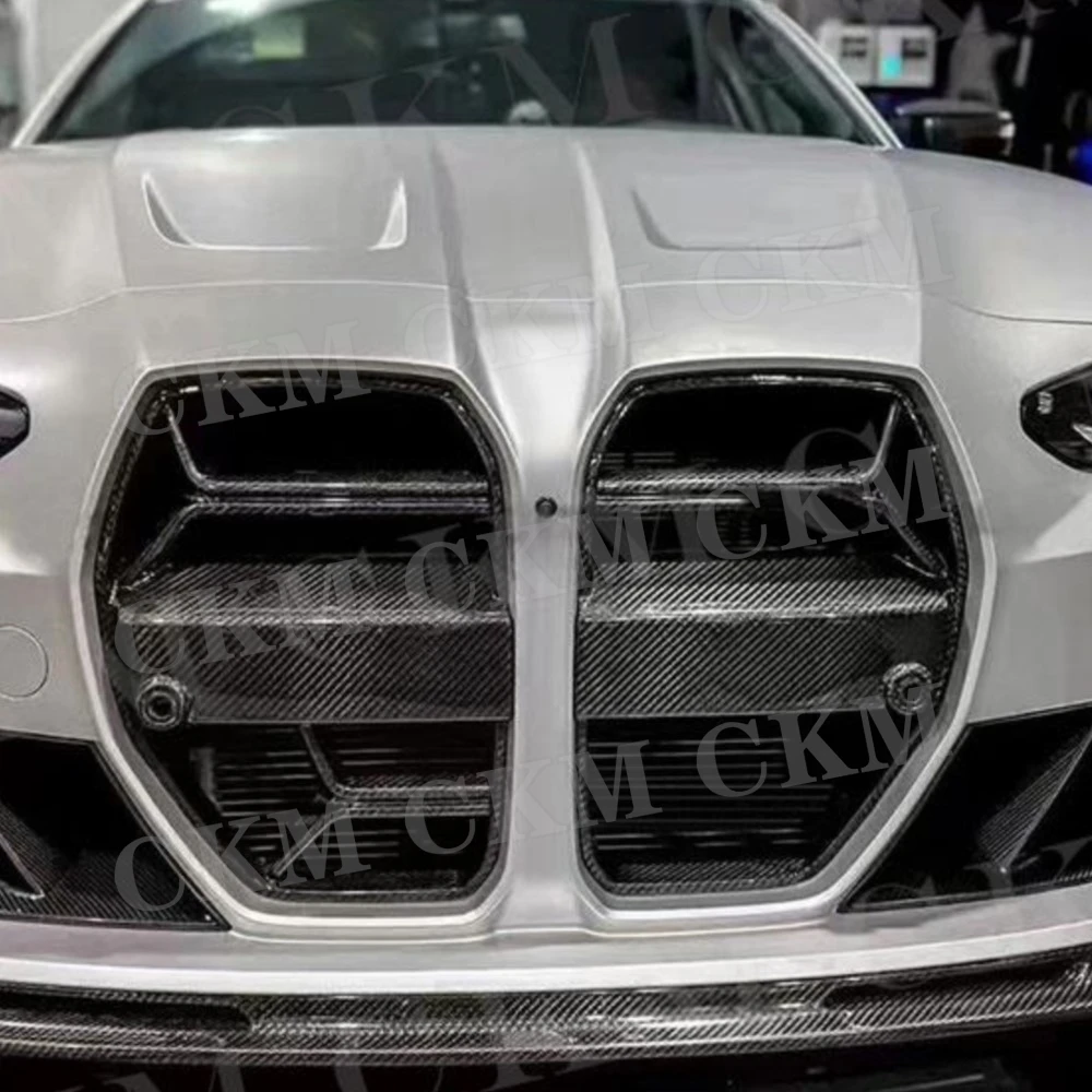 

CKMUUER Carbon Fiber Front Bumper Grille Front Racing Grille Trim Cover With ACC Hole Auto For BMW 2021+ M3 G80 M4 G82 G83
