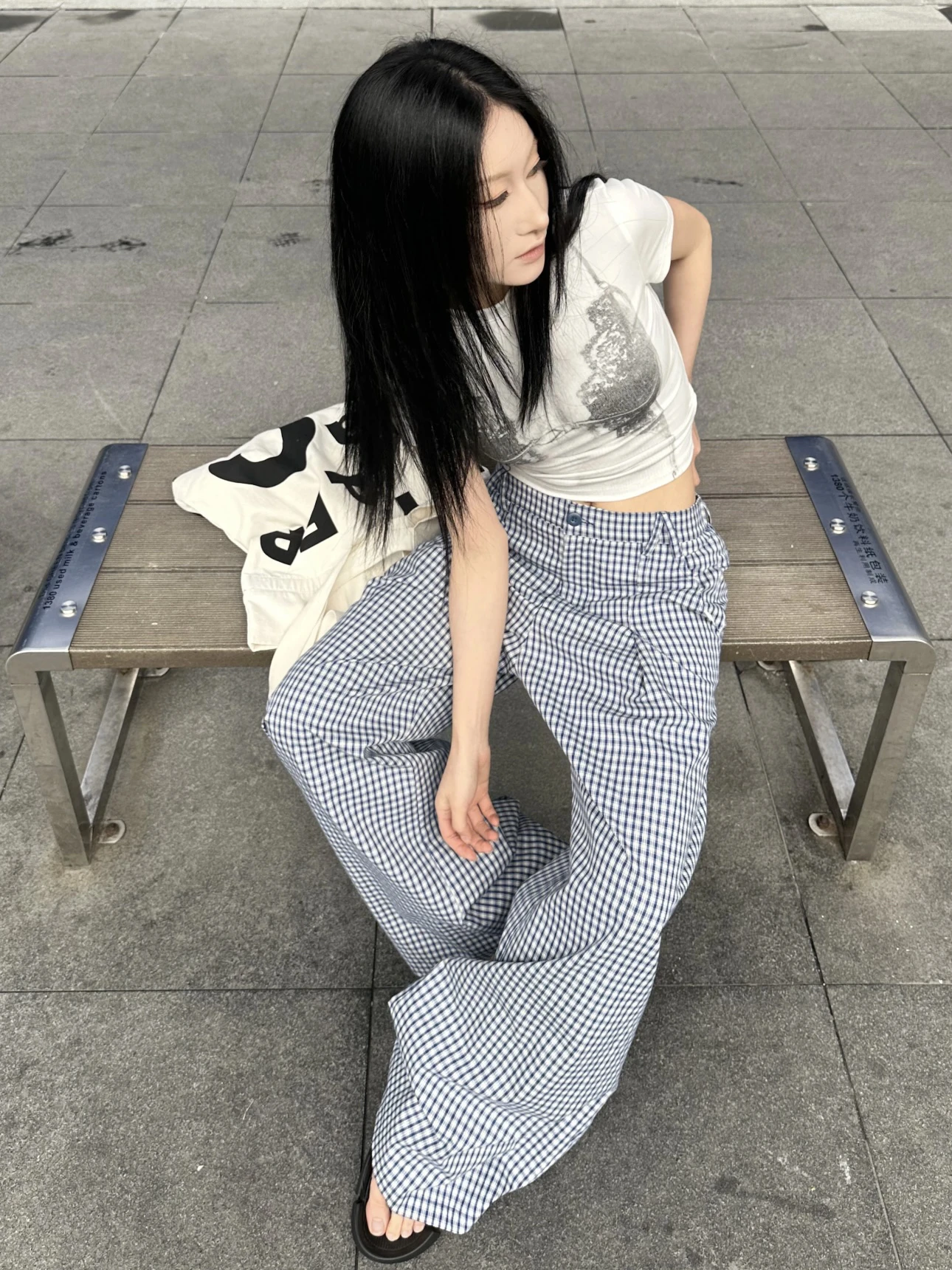 

American Retro Pleated Blue Plaid Casual Pants ex Summer Loose Wide Leg Long Pants Youth Faion Straight Tube Pants