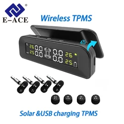 Intelligent Wireless TPMS4 Sensor Buzzer Prompt Waterproof Solar USB Rechargeable Tire Pressure Monitoring System Alarm