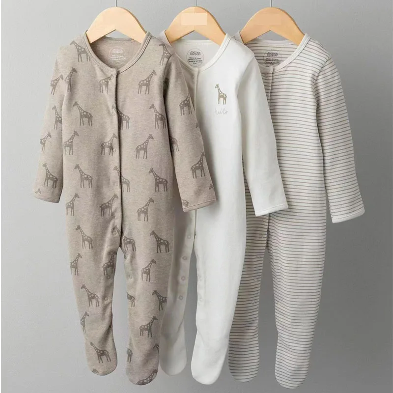 3PCS/LOT 2024 New Babies Rompers Cotton Material Long Sleeves Baby Boys Girls Jumpsuits Newborn Clothing Infant Sleepsuits