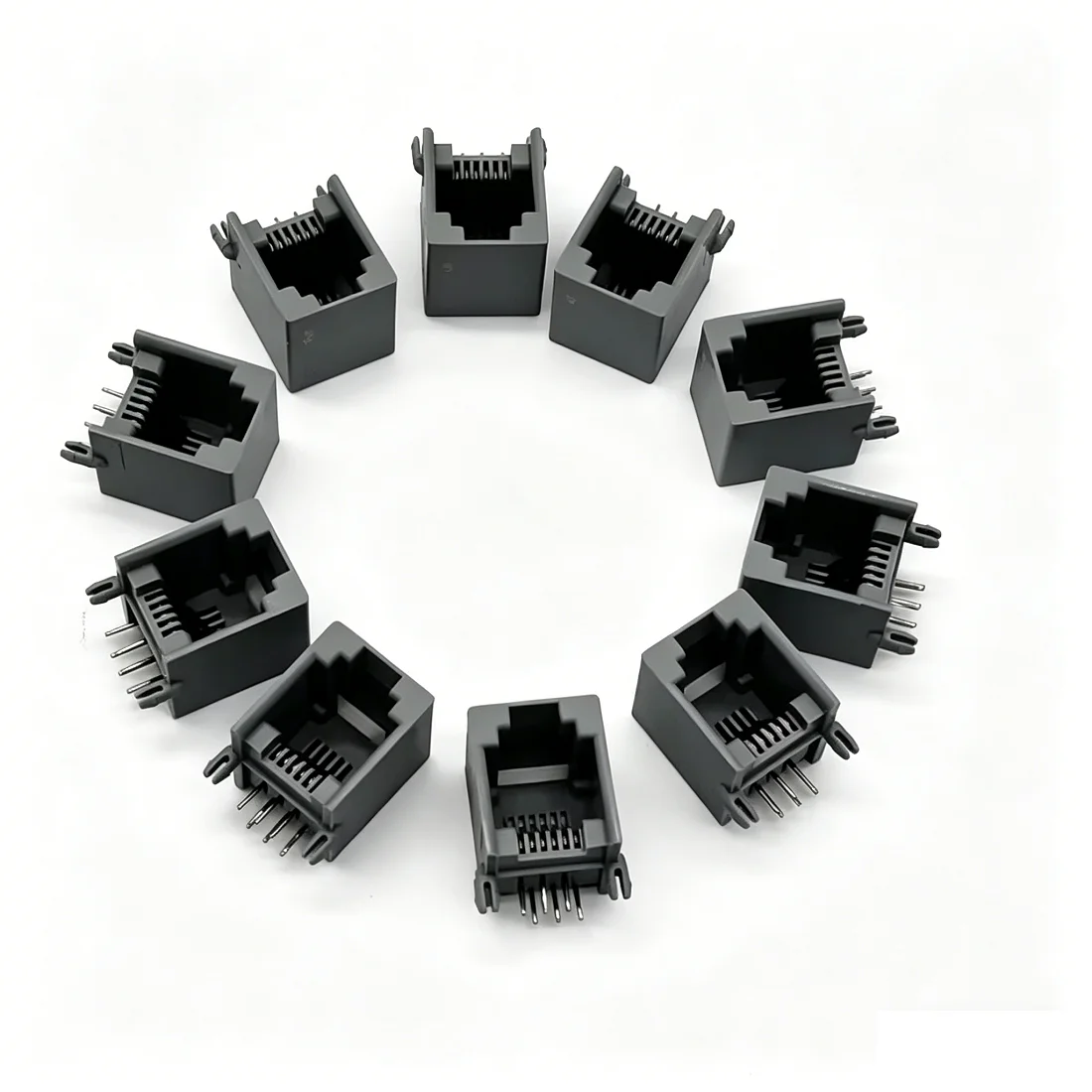 

VAOHM 10PCS Right Angle Female Telephone Socket Modular Jack 6P6C 6P4C 6P2C - Bulk Packaged