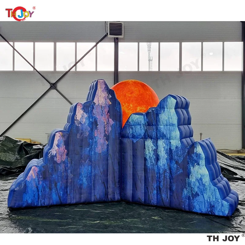 

6m wide Inflatable Rock Mountain Stone Hills With Sun and Rocket