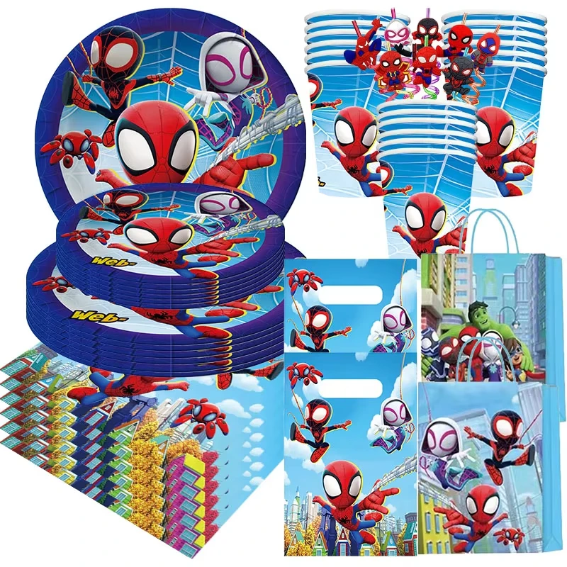 Spidey And His Amazing Friends Birthday Party Decoration Plates Tablecloth Cup Banner For Kids Birthday Balloon Party Favor Gift view 2