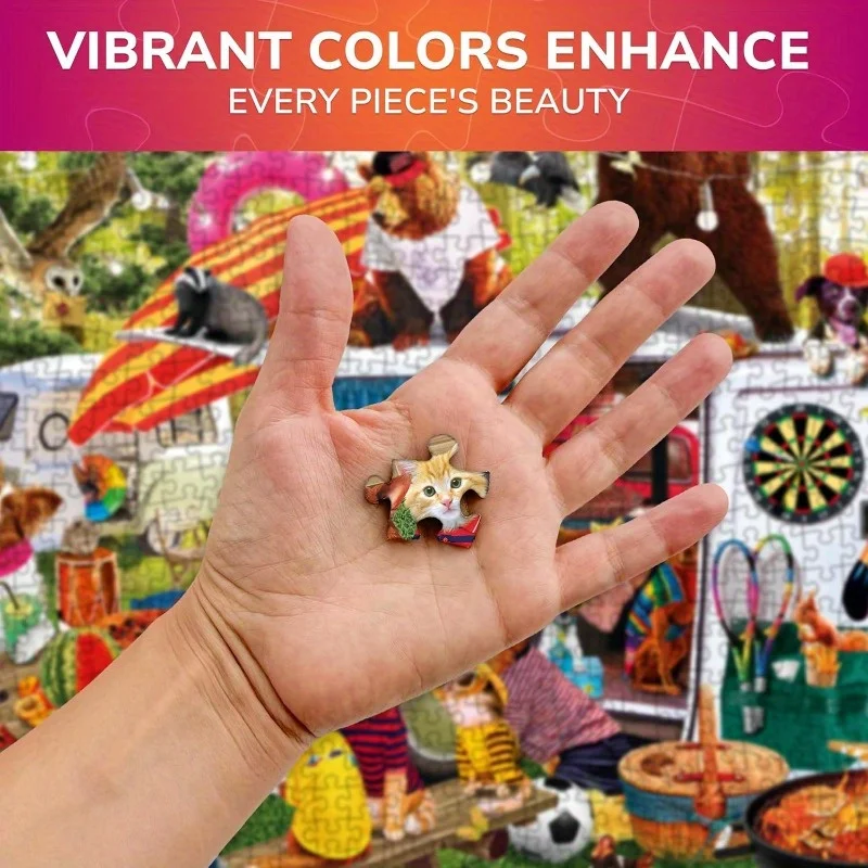 1000 pièces QUOKKA Cube magique Puzzle avec camping-car et conception de voyage pour animaux de compagnie-grand jeu de société familial adapté aux adultes et aux animaux Patte