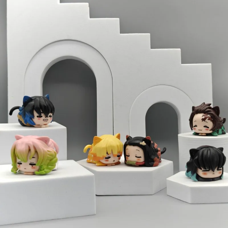 6 pezzi Hot Anime Demon Slayer Q Versione Figurine Personaggi dei cartoni animati Kamado Nezuko Agatsuma Zenitsu Figurine Top Cake Supplies