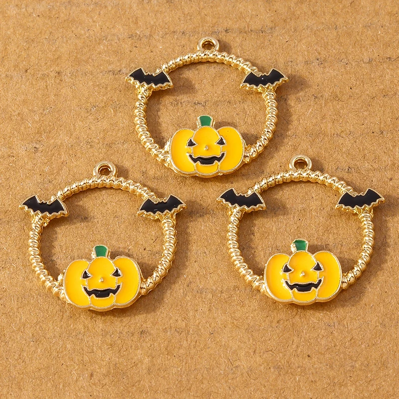 10 stücke 23x29mm niedlichen Emaille Halloween Kürbis Hexe Charms Anhänger für Schmuck Herstellung Ohrringe Halskette DIY Zubehör liefert