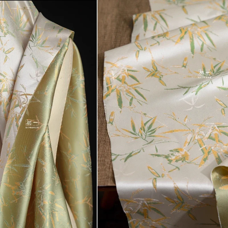 

Новая жаккардовая ткань с бамбуковыми листьями в китайском стиле для шитья пальто Cheongsam платье дизайнерские ткани ткань на метр