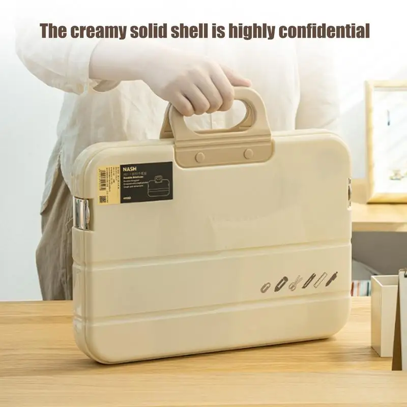 Bolsa de transporte portátil segura para documentos, estuche de almacenamiento de archivos con asa para el hogar, viajes, salir