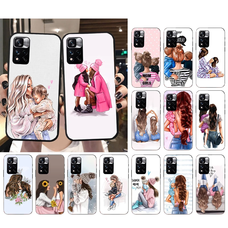 Mother Mom Daughter Son Phone Case for Xiaomi Redmi note 13 12S 12 Pro 11S 11 10 Pro 10S Redmi 13 10 13C 12C 14C