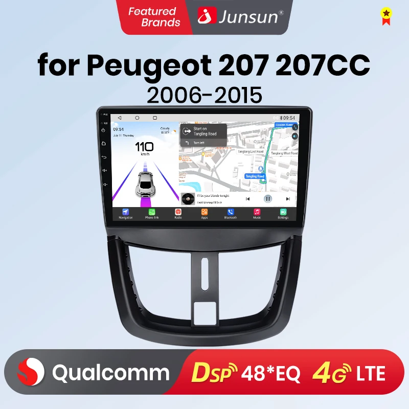 Junsun Android13 Qualcomm 8 Core Wireless CarPlay for Apple Android car Car Radio For Peugeot 207 207CC 2006-2015 Car Radio GPS