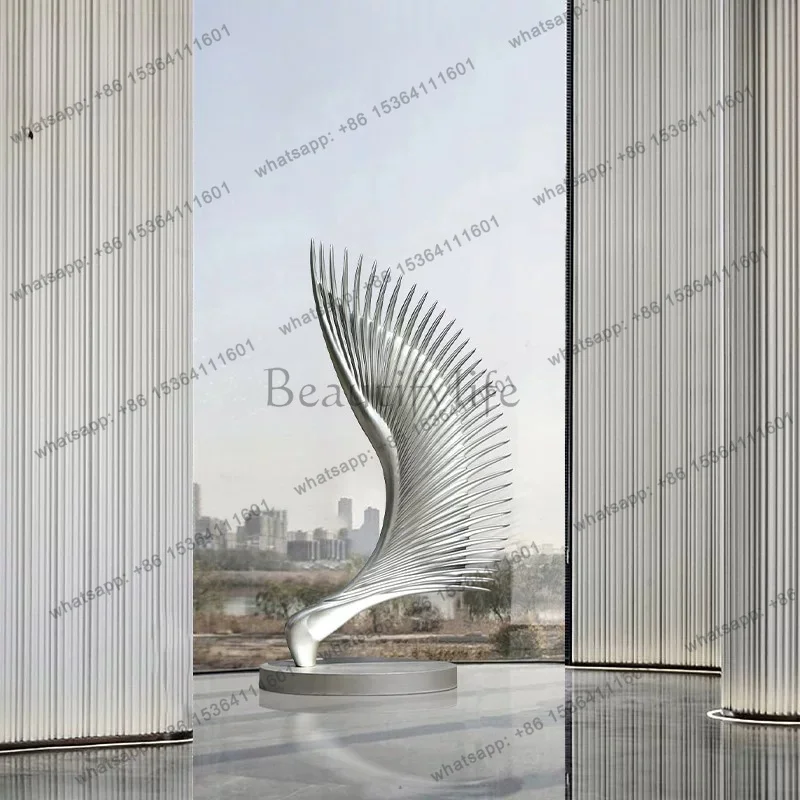 Hotel lobby modern large abstract fiberglass ornament entrance art floor sculpture