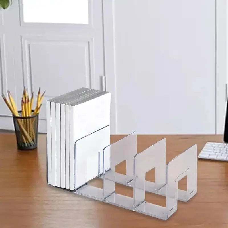 Book Stand Desktop Book Organizer Divider Board Bookshelf Desk Storage Rack Transparent Acrylic Bookend Book Holder