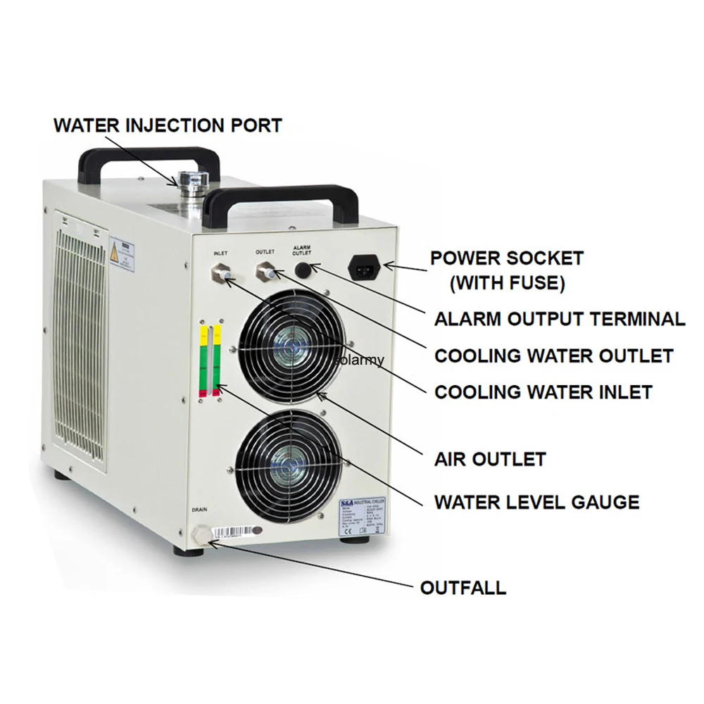 S&A Water Chiller CW-5200 CW-5202 Series For Cooling Up To 130W DC Or 60W RF CO2 Laser Tube