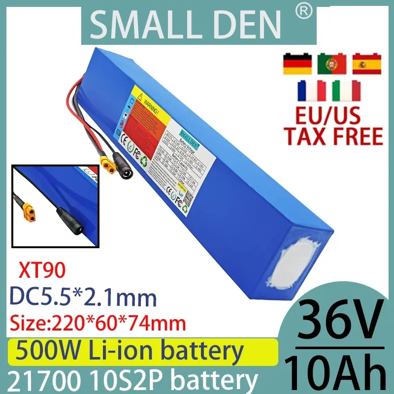 New 36V10ah 21700 10S2P 500W lithium battery,suitable for balancing bicycles,bicycles,scooters,and tricycles with large capacity