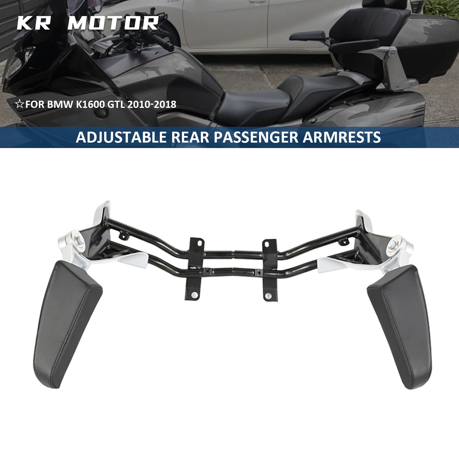 

Fit For BMW K1600GTL K 1600 GTL K 1600GTL K1600 2010-2018 Motorcycle Adjustable Rear Passenger Armrests Soft Armrest Steel Black