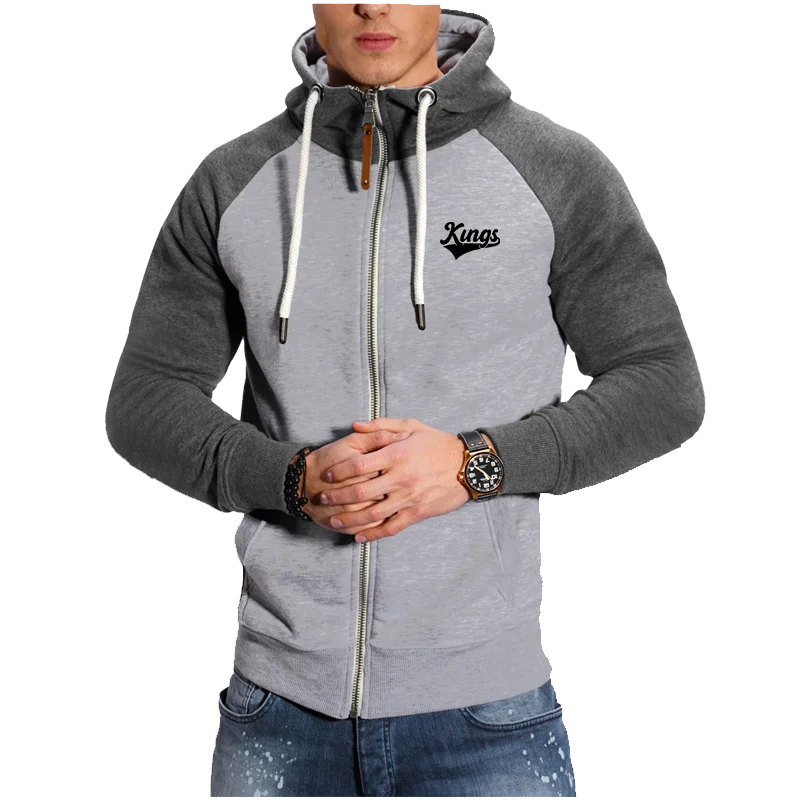 

Men's Hooded Jackets Coats Zipper Fashion King Printed Hoodies Mens Outerwear Streetwear Casual Hoodies Male Hoody Sweatshirts