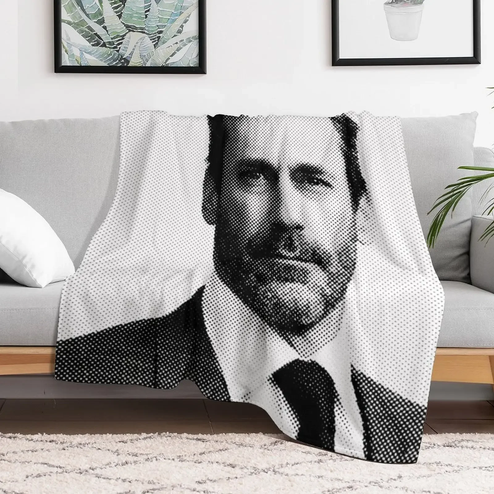 Jon Hamm Black & White Painting Throw Blanket Decoratives Camping Heavy Blankets