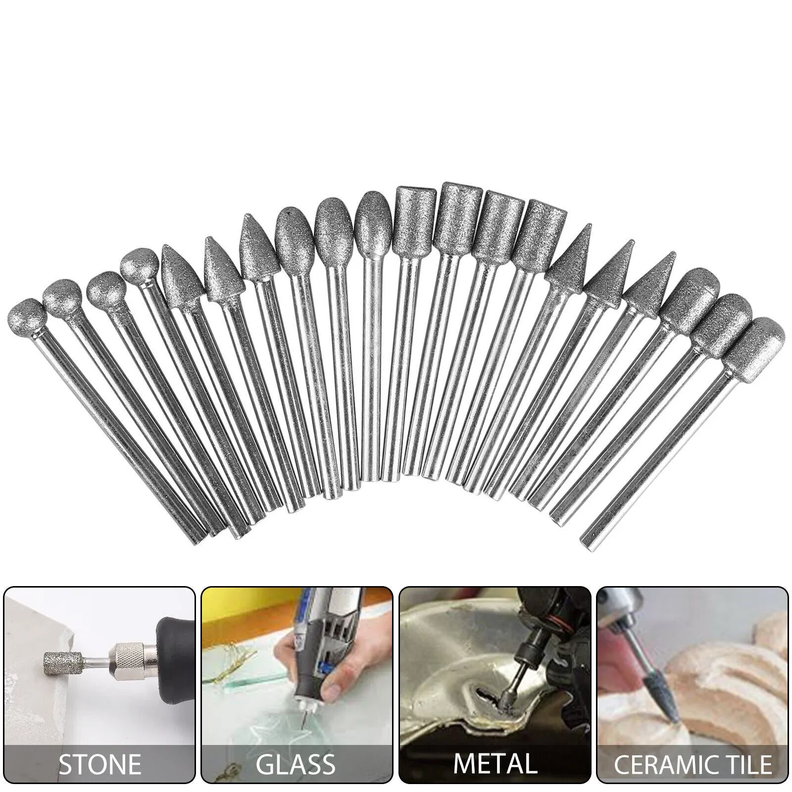 42Pcs Diamond Grinding Burr Set Rotary Tool Accessories with Cutting Wheels & Abrasive Stones for Carving Polishing