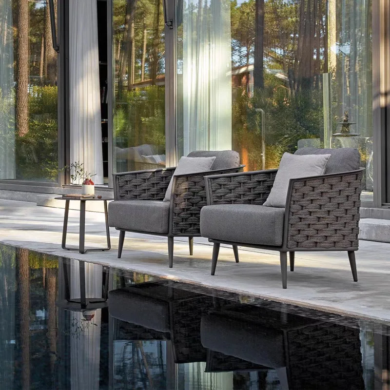 

Modern waterproof outdoor garden sofa set with UV-resistant PE rattan for hotel and park use
