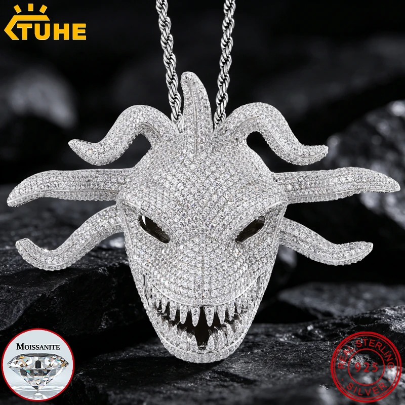 

TUHE Heavyweight Iced Out VVS Moissanite Monster Pendant Necklace S925 Sterling Sliver For Women Men Hip Hop Jewelry Gifts