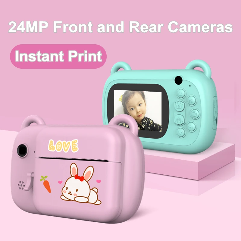 Minicámara Digital para niños, cámara de vídeo con impresión térmica, cámara de impresión fotográfica instantánea, juguete de cámara Dual para exteriores