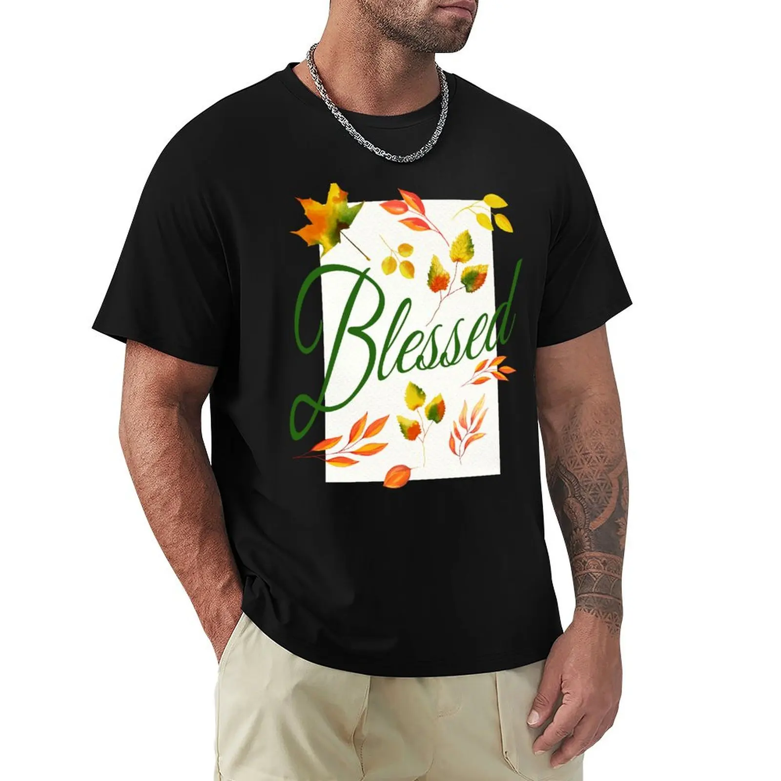 

Blessed - fall season autumn leaves blessed art T-Shirt new edition for a boy Men's t-shirts