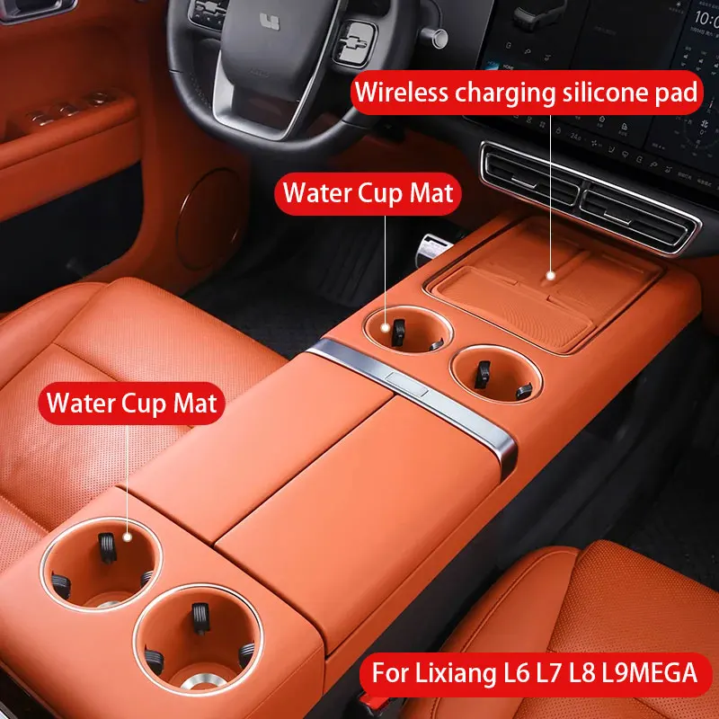 

For Leading Ideal Li Lixiang L7 L8 L9 MEGA 2023 2022 Car Central Control Water Cup Holder Silicone Pad Storage Box