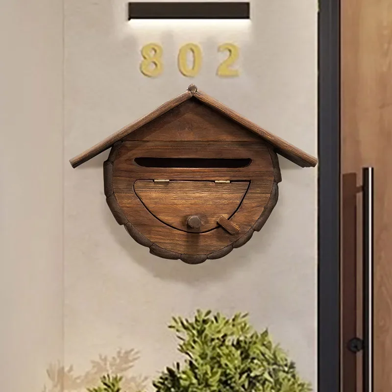 Thai Retro House Mailbox Villa Water and Electricity Bill Box Hanging Wall Outdoor Rainproof Suggestion Box Garden Supplies
