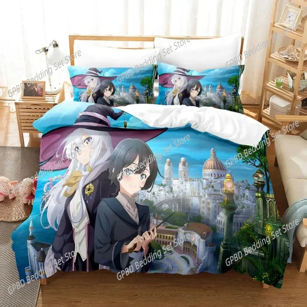Anime Wandering Witch Journey Of Elaina  Bedding Set Boys Girls Twin Queen Size Duvet Cover Pillowcase Bed Kids Adult
