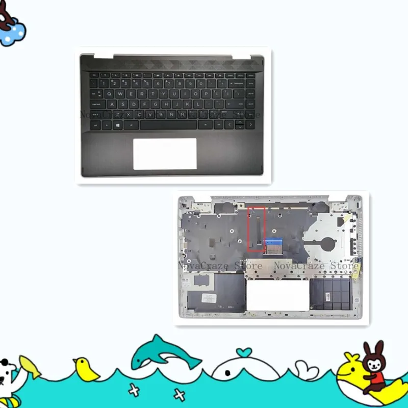 

L53795-001 Новый упор для рук для Pavilion X360 14-DH с клавиатурой (подсветка) Silver Edge L53795-001