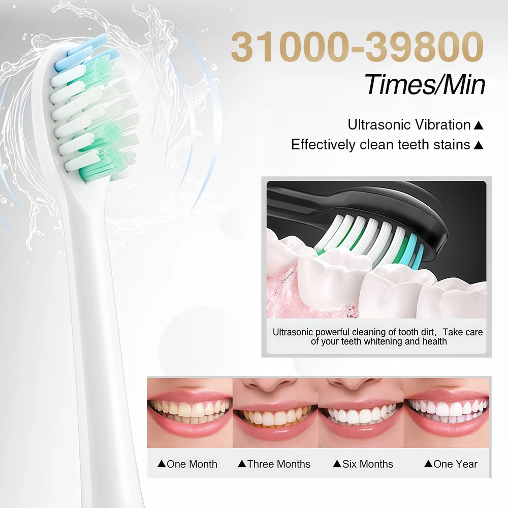 Electric Toothbrush Ultrason Clean Teeth Adult 5 Modes Teeth Brush Sonic Electric Tooth Brush With 8 Extra Replacement Heads