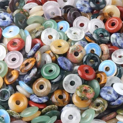 Wholesale 5Pcs Natural Stone Big Hole Beads Dount Round Crystal Agat Jades Pendant for Jewelry Making DIY Charm Earring Necklace