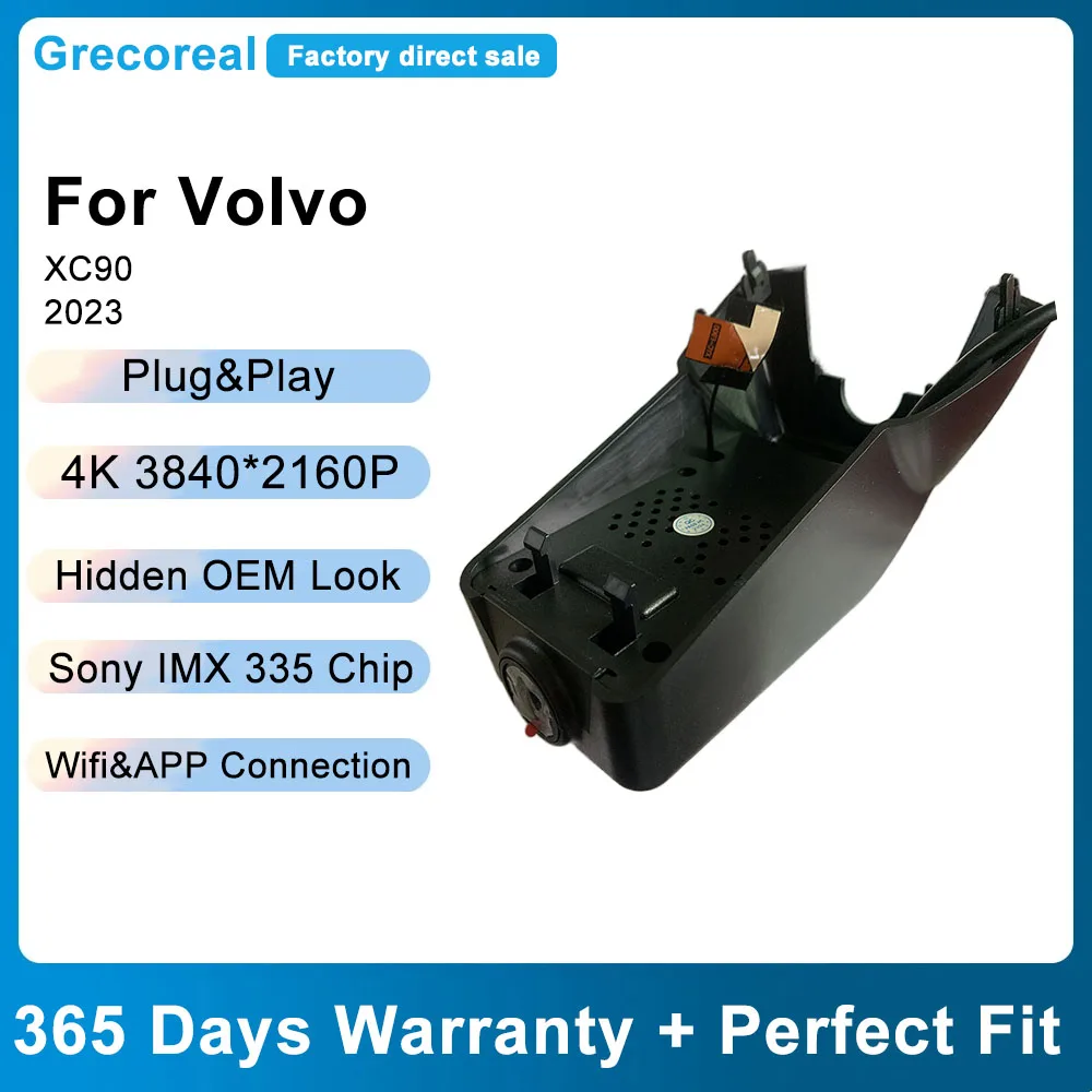 

Grecoreal Car DVR for Volvo XC90 2023 Dual Dashcam Car Dash Cam OEM 2160P 4K Wifi Front Rear Dash Camera Car Dashcam